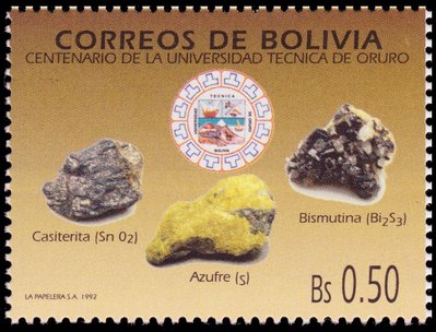 Cassiterite, Sulphur, Bismuthinite - Bolivia - 1992 -- 18/04/09